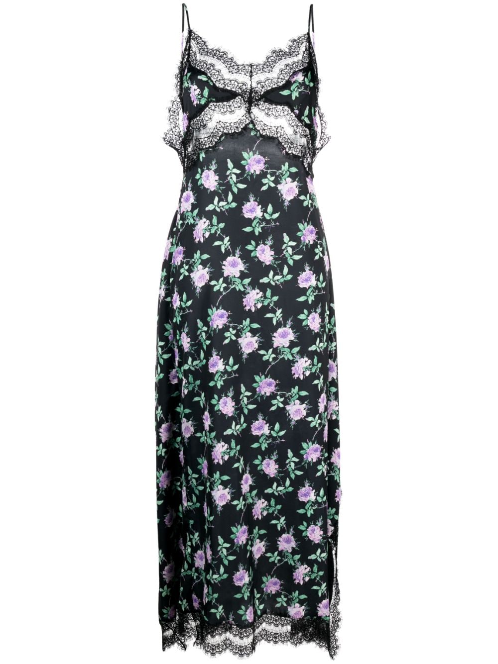 MSGM rose-print slip maxi dress - Black von MSGM