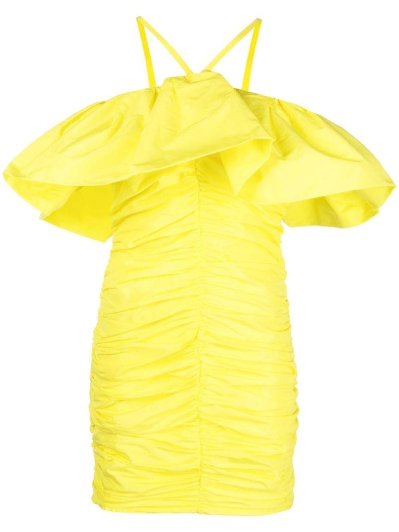 MSGM ruched ruffle-trim mini dress - Yellow von MSGM