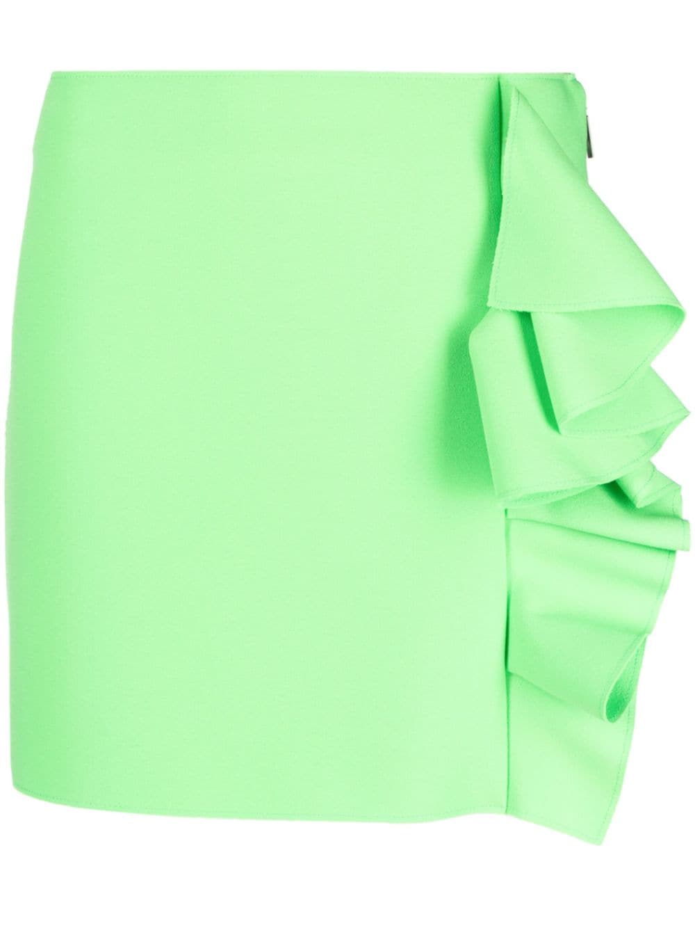 MSGM ruffle-trim high-waist cady miniskirt - Green von MSGM