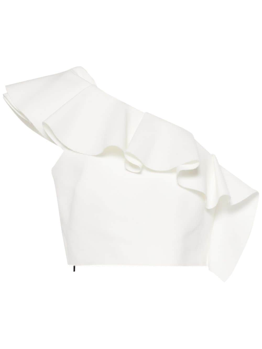 MSGM ruffle-trim one-shoulder cady blouse - White von MSGM