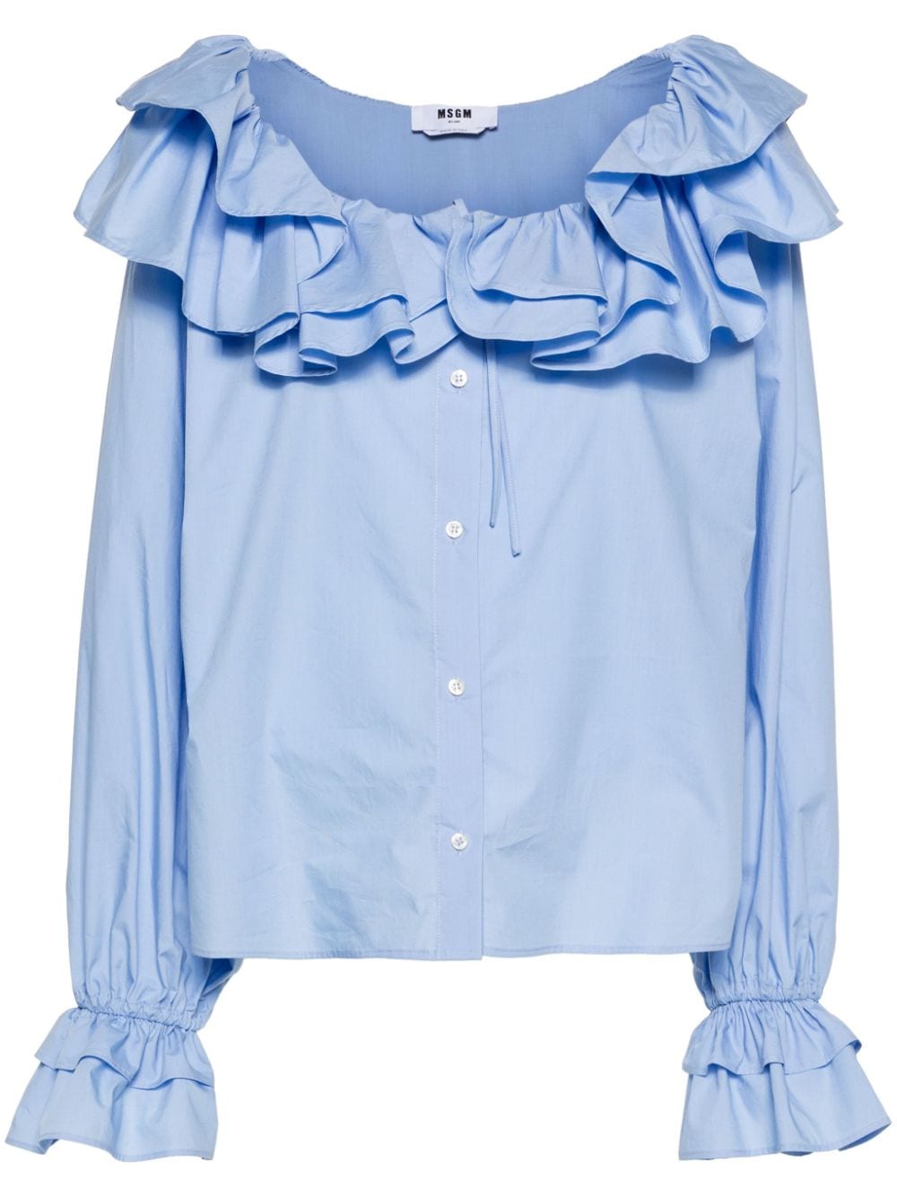 MSGM ruffled cotton blouse - Blue von MSGM