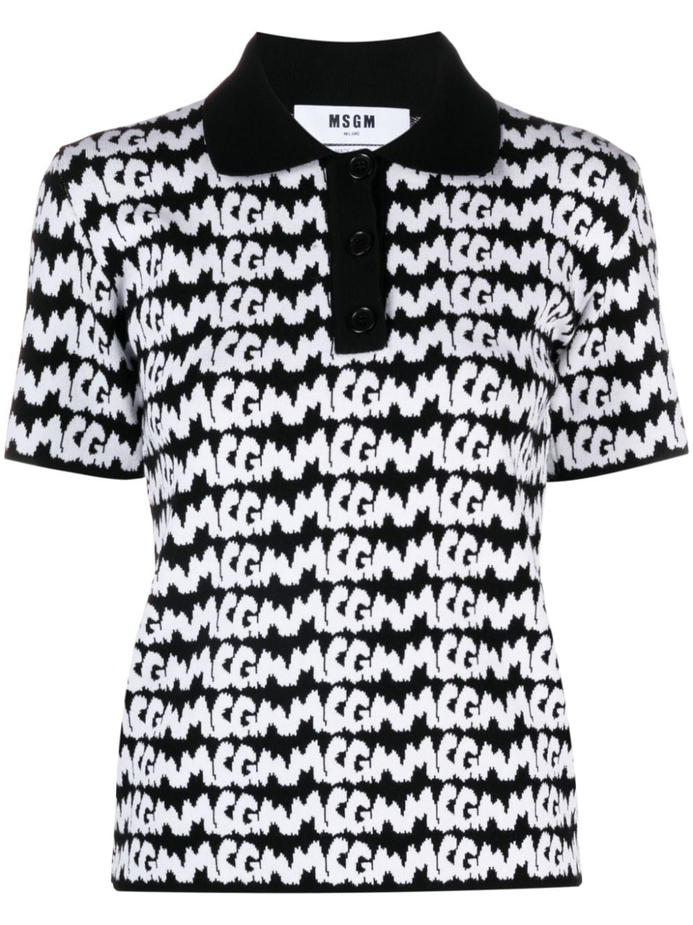 MSGM short-sleeve jacquard-logo polo - Black von MSGM