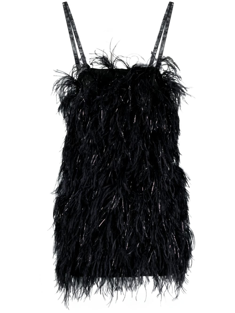 MSGM square-neck ostrich-feather minidress - Black von MSGM