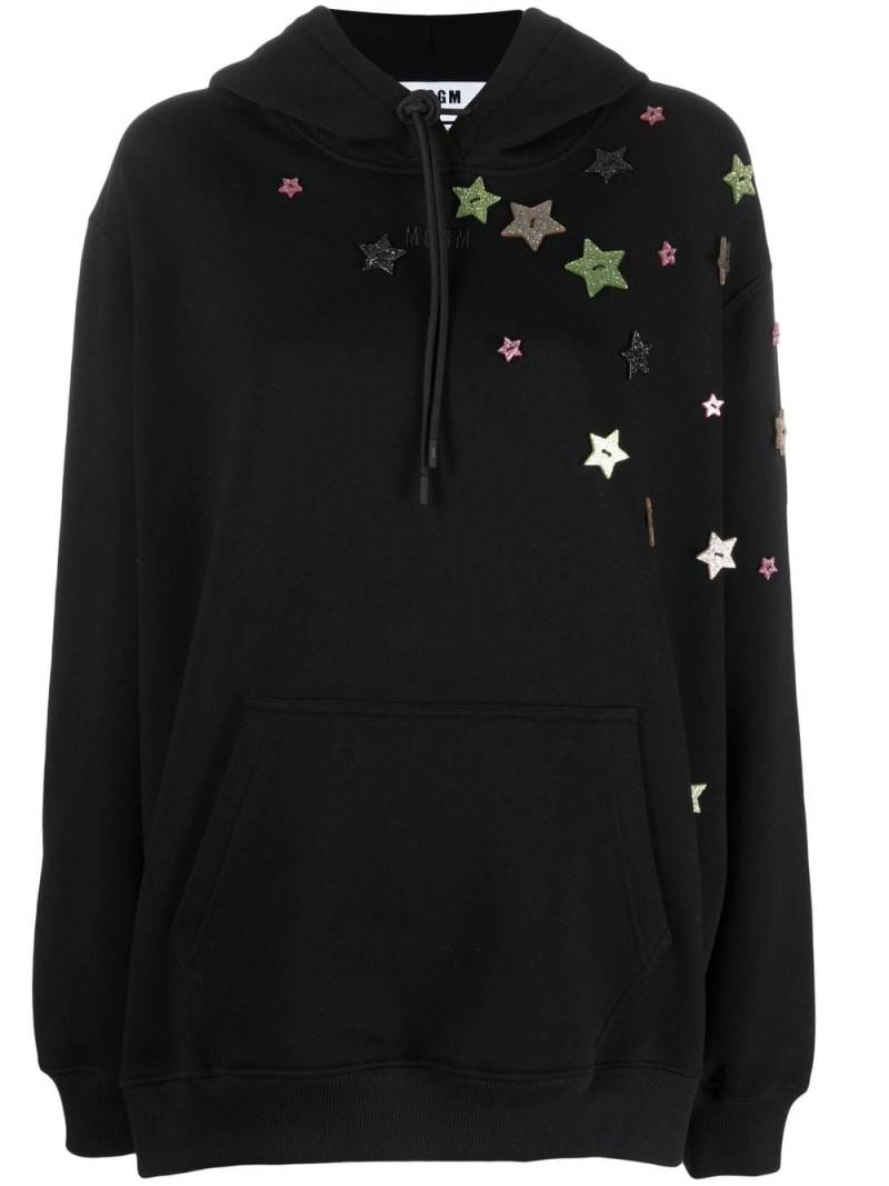 MSGM star-appliqué drawstring hoodie - Black von MSGM