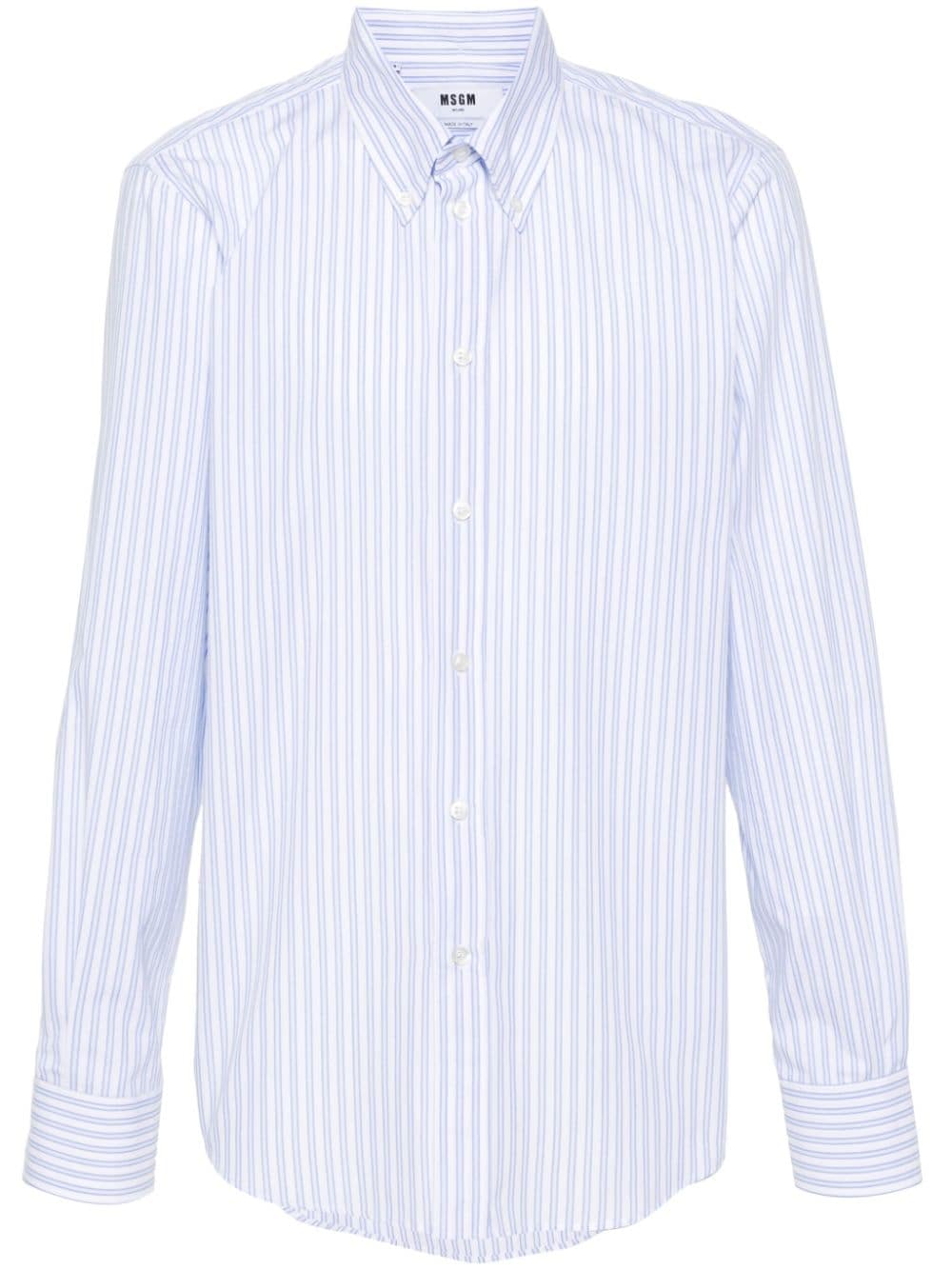 MSGM stripe-pattern cotton shirt - Blue von MSGM