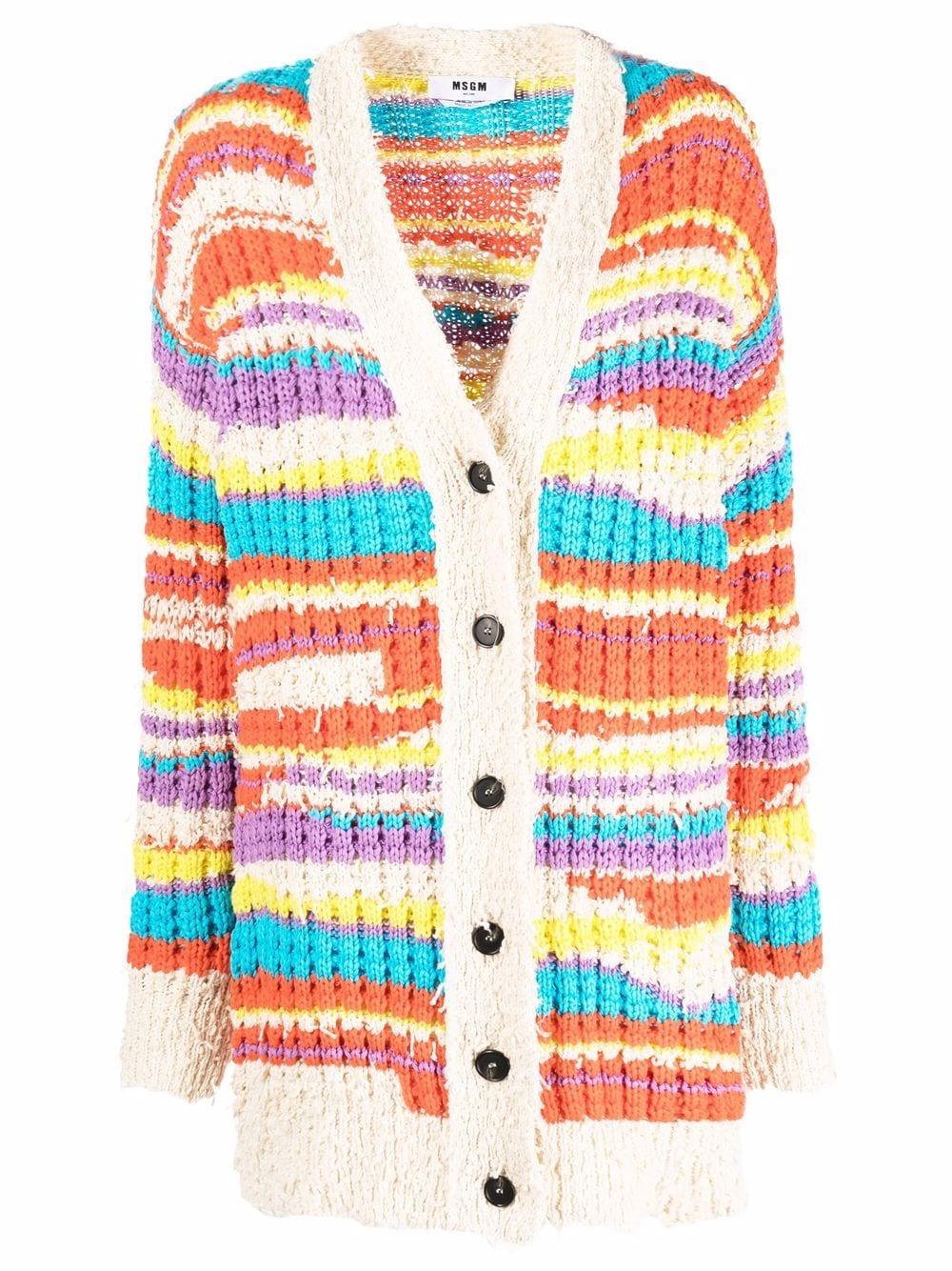 MSGM striped chunky knit cardigan - Neutrals von MSGM