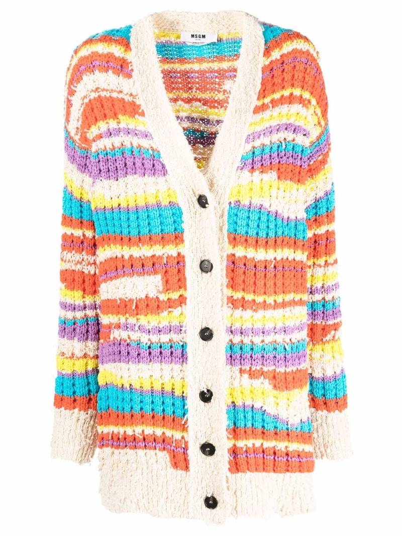 MSGM striped chunky knit cardigan - Neutrals von MSGM