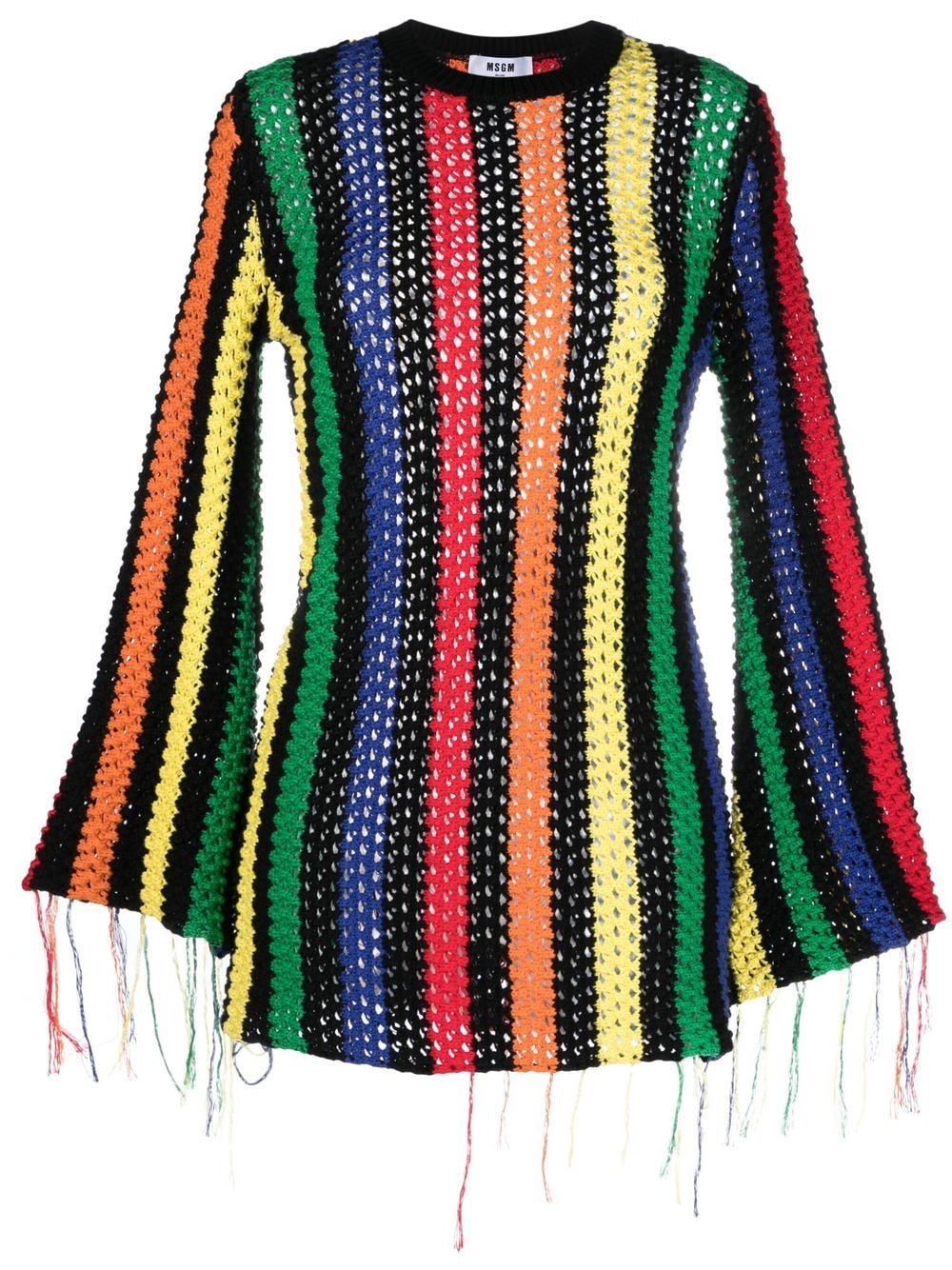 MSGM striped crochet fringed jumper - Black von MSGM