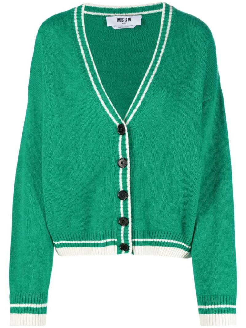 MSGM striped-edge knitted cardigan - Green von MSGM
