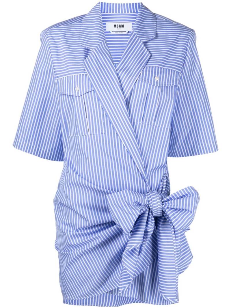 MSGM striped wraparound poplin dress - Blue von MSGM