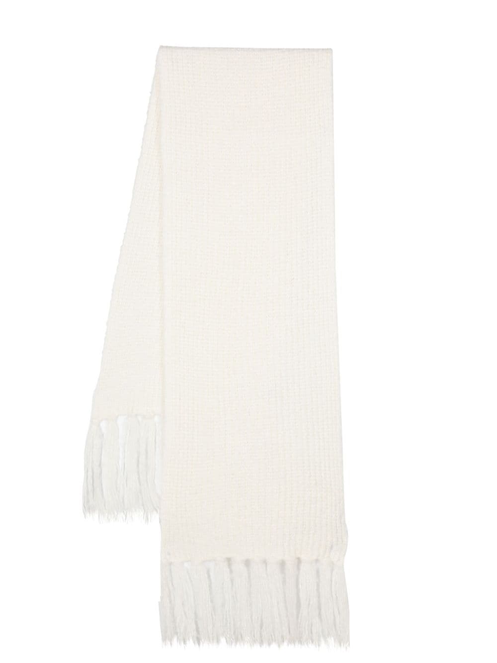 MSGM waffle-knit fringed scarf - Neutrals von MSGM