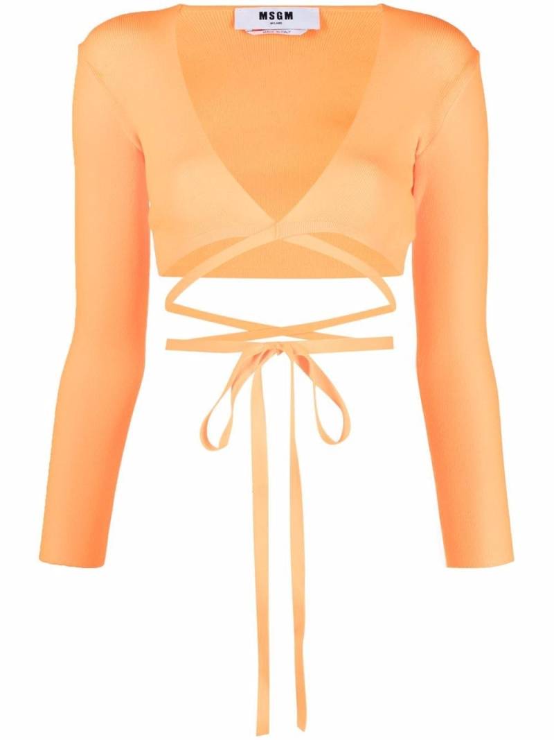 MSGM wrap knitted crop top - Orange von MSGM