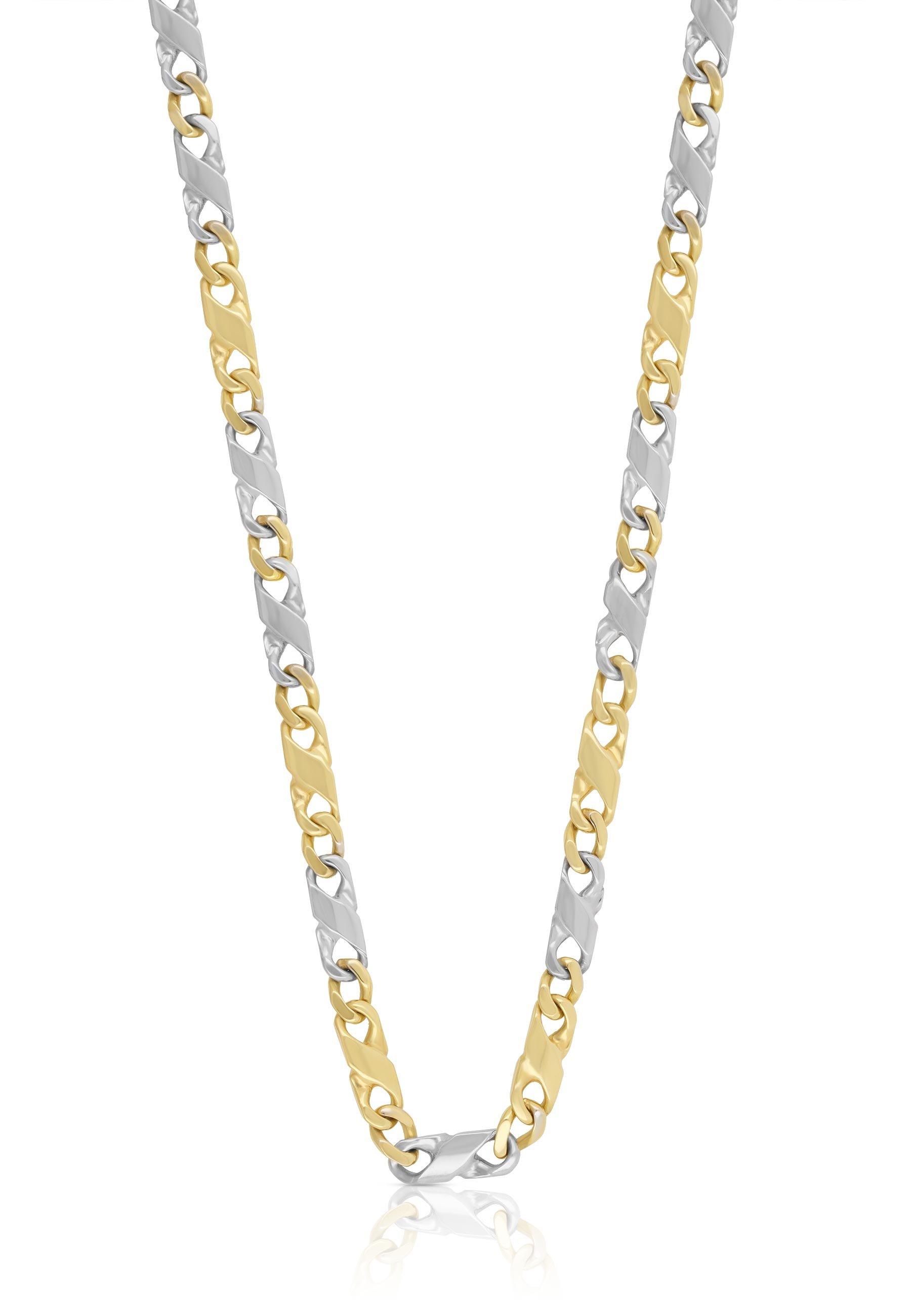 Collier Carrera Bicolor Gelb-/weissgold 750, 4mm, 60cm Damen Gold 60 cm von MUAU Schmuck