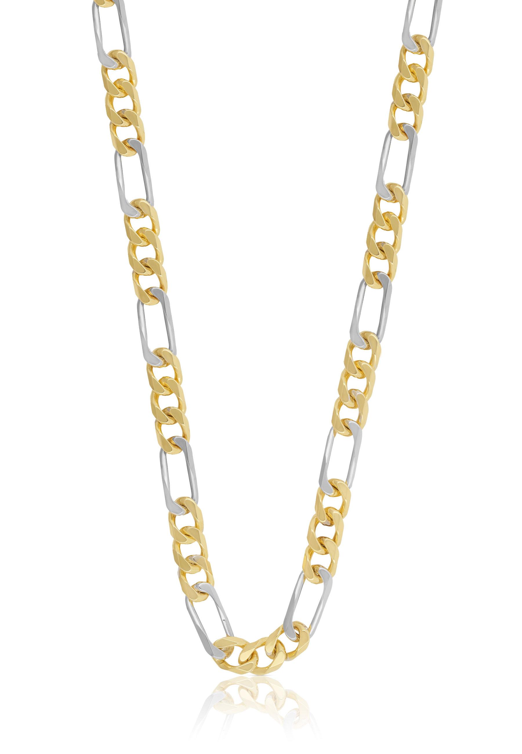 Collier Figaro Bicolor Gelb-/weissgold 750, 4.5mm, 55cm Damen Gold 55 CM von MUAU Schmuck