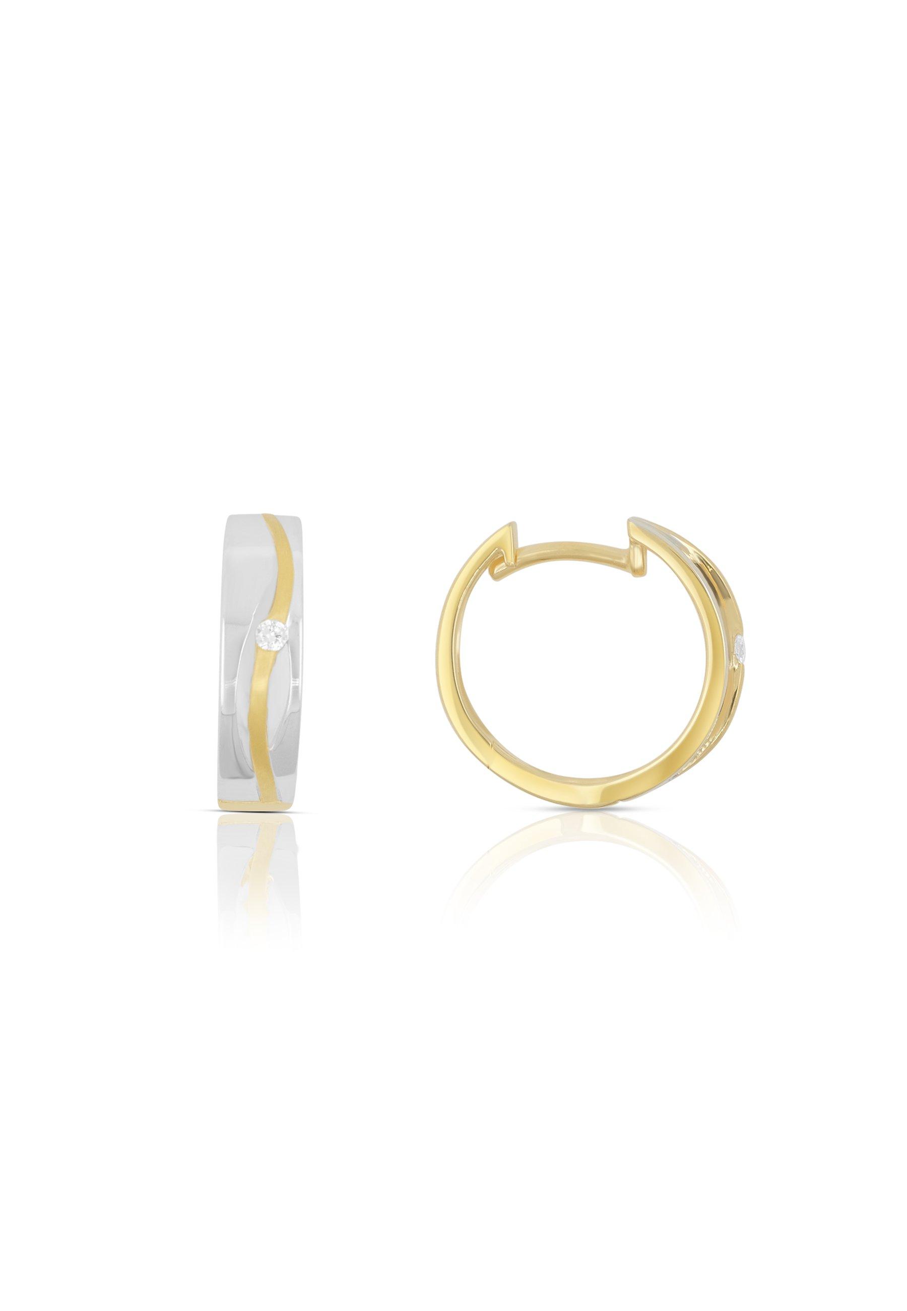 Creolen Bicolor Gelb-/weissgold 750 Diamant 0.03ct. 14mm Damen Gold 14mm von MUAU Schmuck