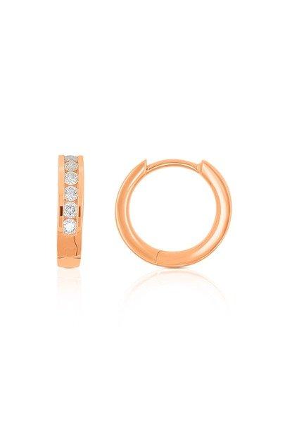 Creolen Rotgold 750 Brillanten 0.31ct. Scharnier 12x3mm Damen Roségold ONE SIZE von MUAU Schmuck