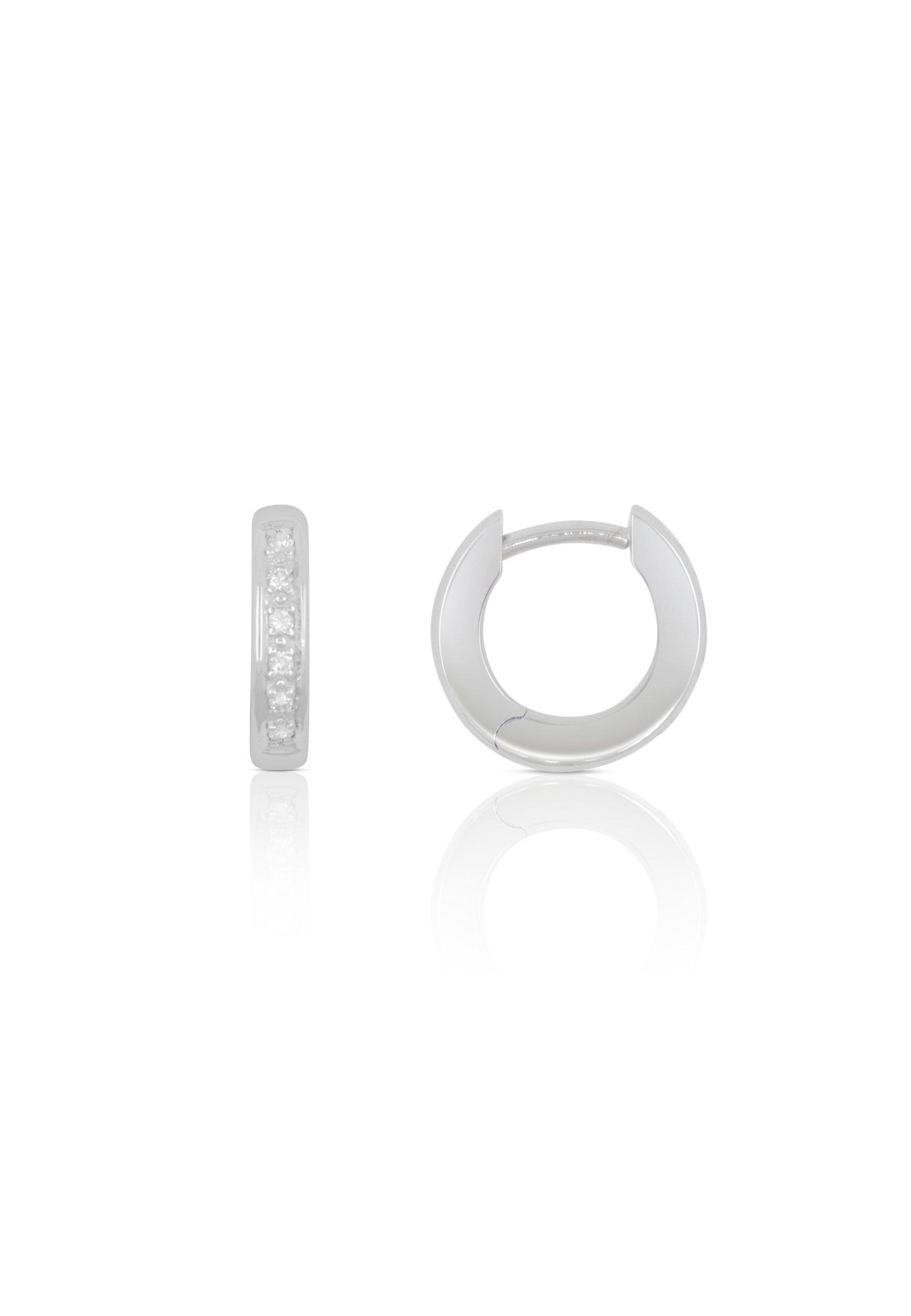 Creolen Weissgold 750 Diamant 0.09ct. 12mm Damen Silber 12mm von MUAU Schmuck