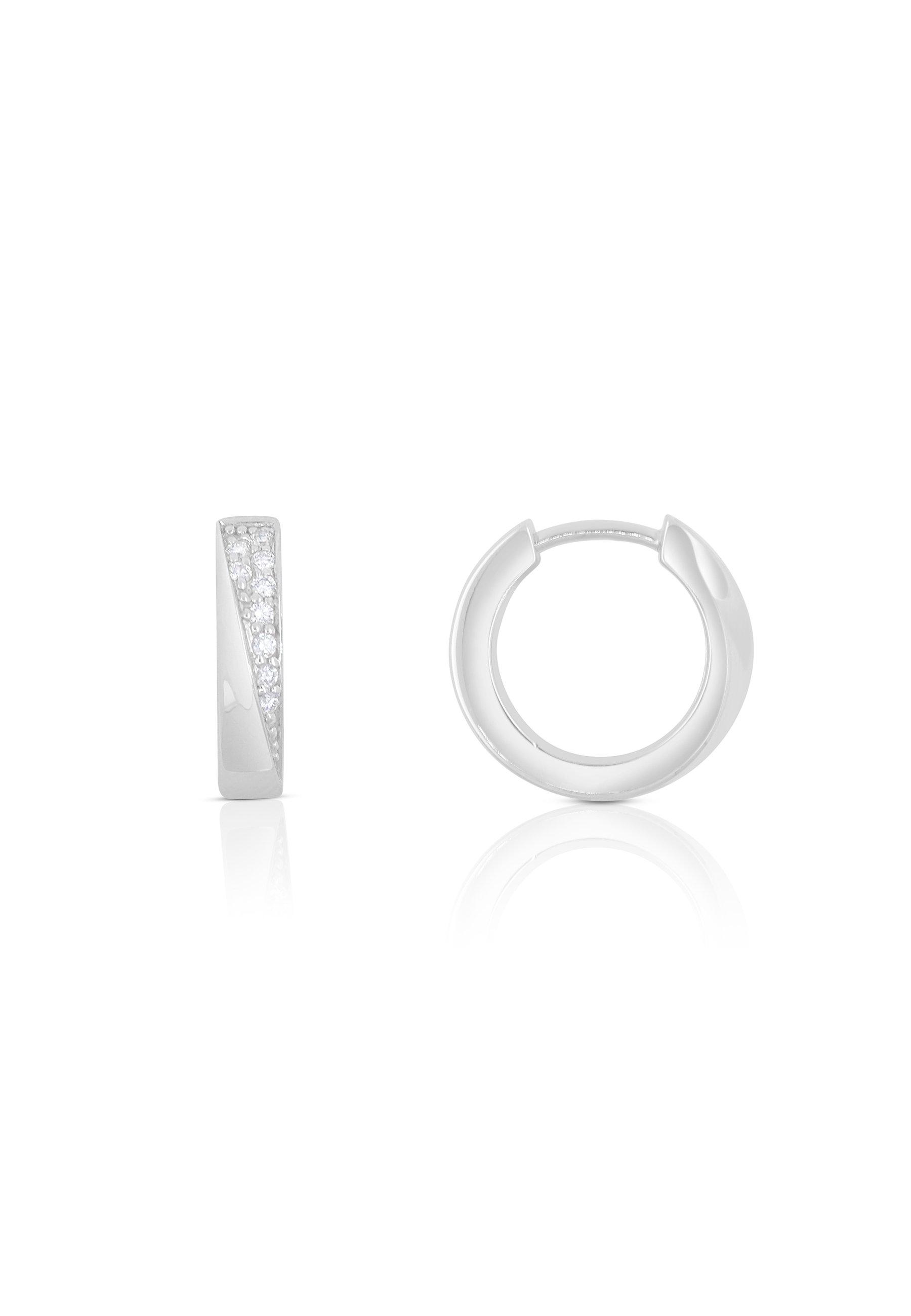 Creolen Weissgold 750 Diamant 0.14ct. 14mm Damen Silber 14mm von MUAU Schmuck