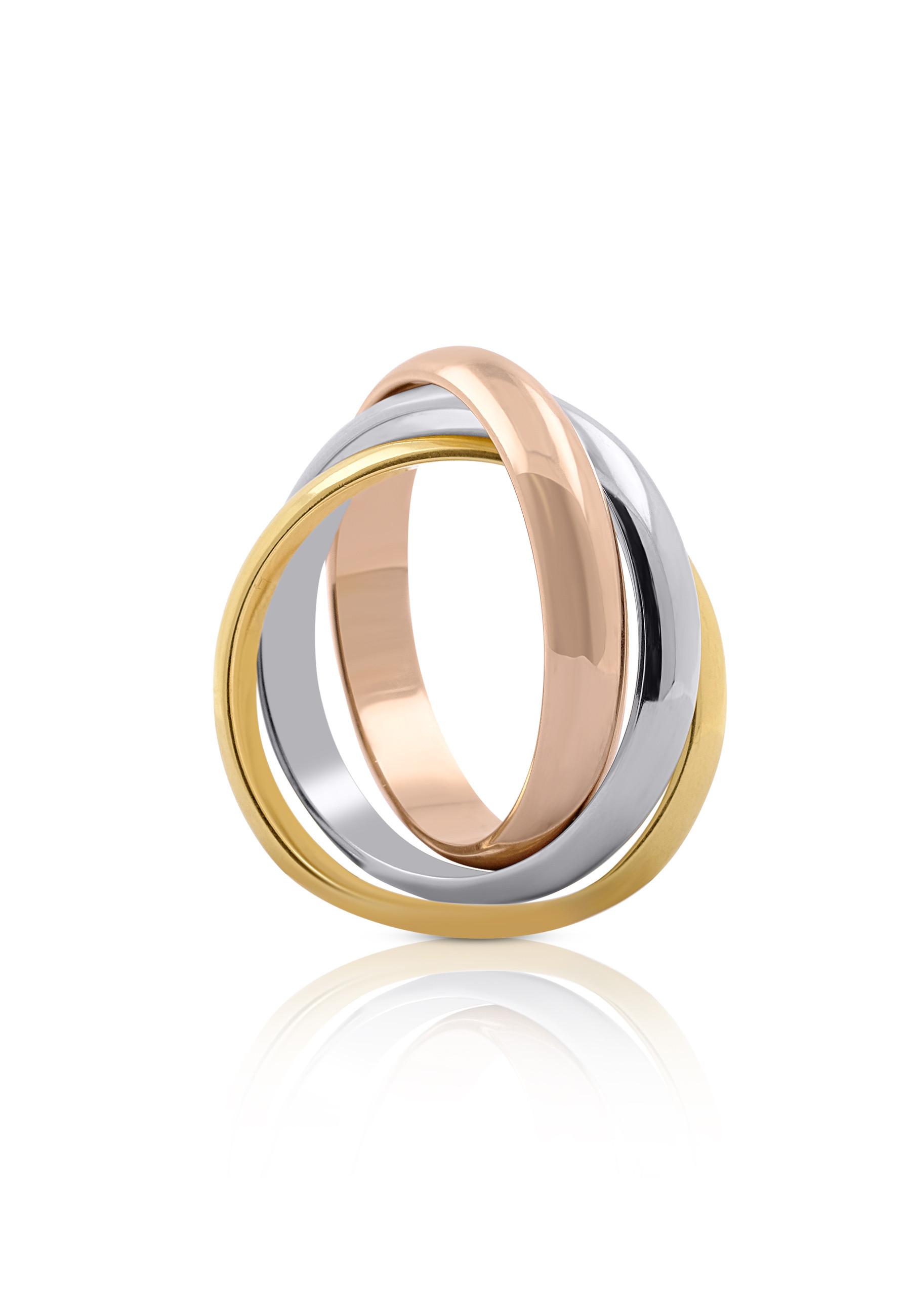 Ring Tricolor Weiss-/gelb-/rotgold 750 Damen Gold 56 von MUAU Schmuck