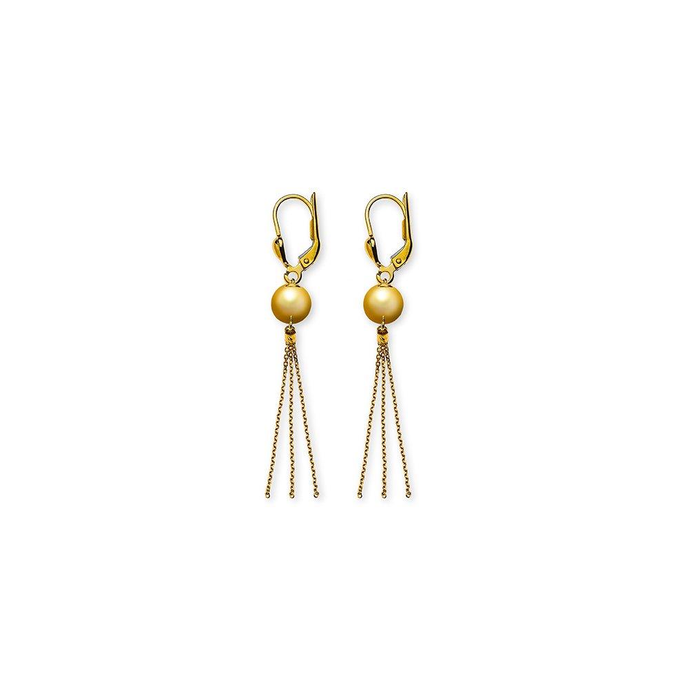 Ohrhänger Gelbgold 750 Kugel 7mm Ankerketten 2.3cm Damen Gelbgold ONE SIZE von MUAU Schmuck