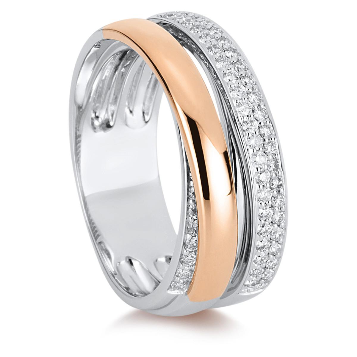 Ring 750/18k Weissgold/rotgold Diamant 0.41ct. Damen Silber 54 von MUAU Schmuck