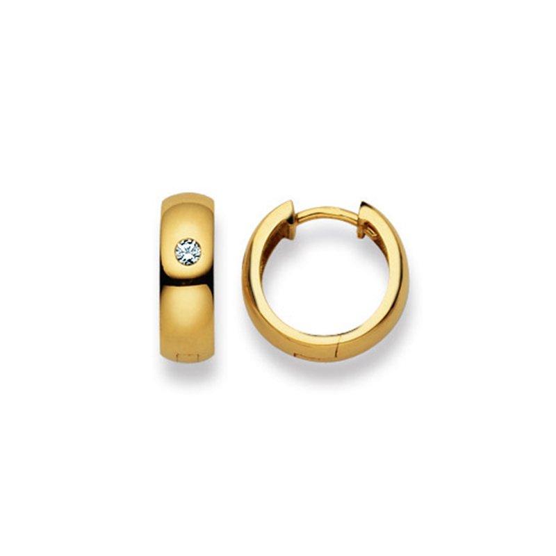 Scharnier-creolen Gelbgold 750 Zirkonia 14mm Damen Gelbgold 14mm von MUAU Schmuck