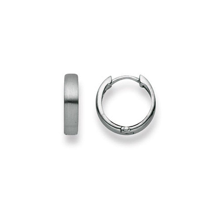 Scharnier-creolen Weissgold 750, 12mm Damen Silber 12mm von MUAU Schmuck