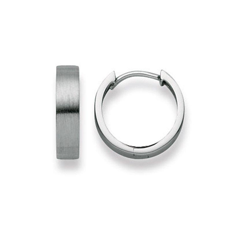 Scharnier-creolen Weissgold 750, 14mm Damen Silber 14mm von MUAU Schmuck