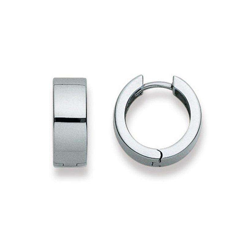 Scharnier-creolen Weissgold 750, 15mm Damen Silber 15mm von MUAU Schmuck