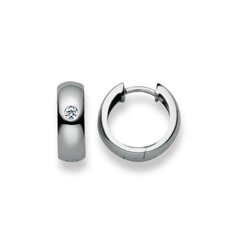 Scharnier-creolen Weissgold 750 Zirkonia 14mm Damen Silber 14mm von MUAU Schmuck