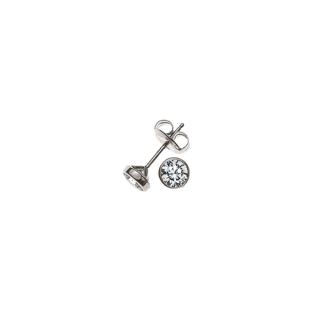 Solitär Ohrstecker Zargen-fassung Weissgold 750 Brillanten 0.50ct. 6.5mm Damen Silber ONE SIZE von MUAU Schmuck