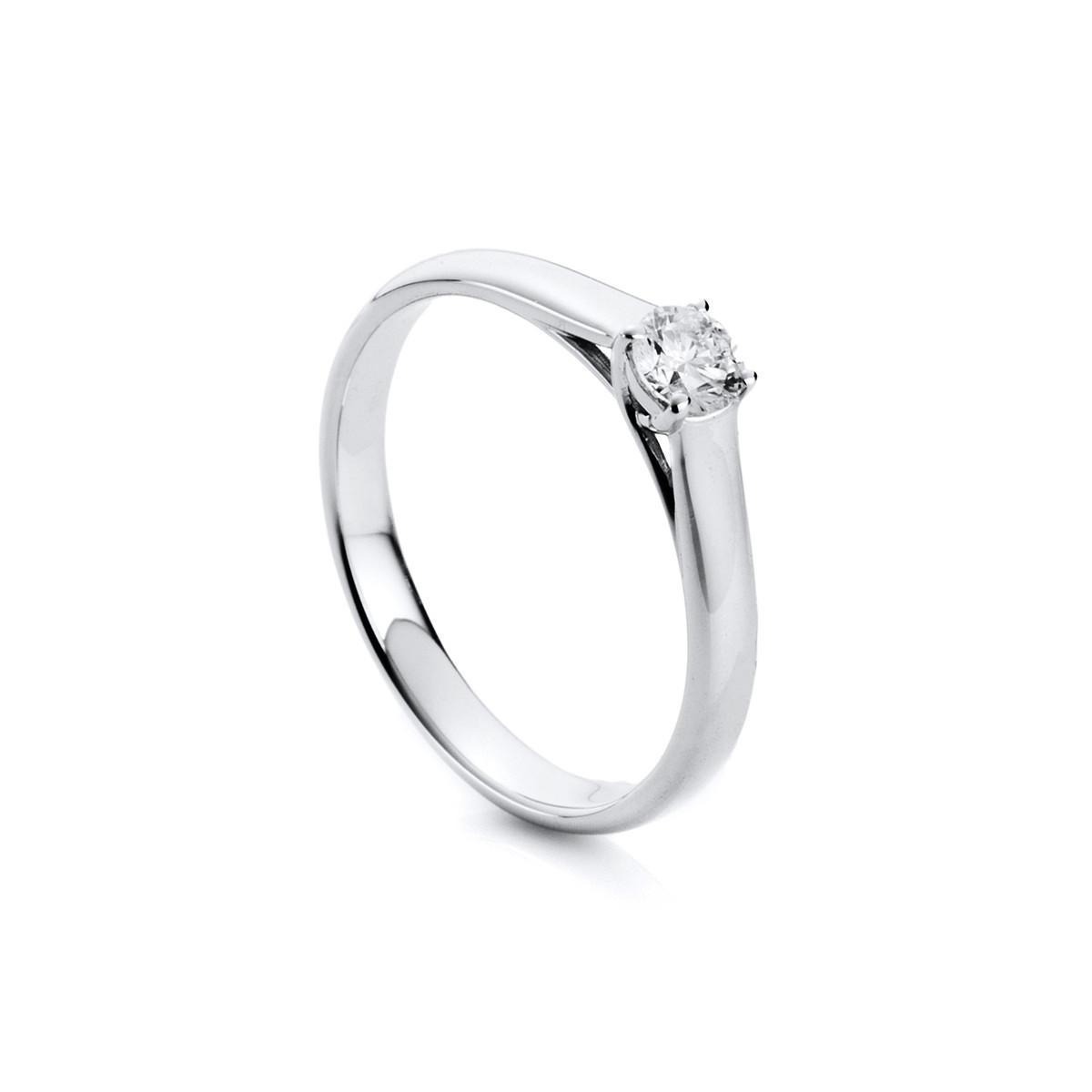 Solitär Ring 585/14k Weissgold Diamant 0.25ct. Damen Silber 54 von MUAU Schmuck