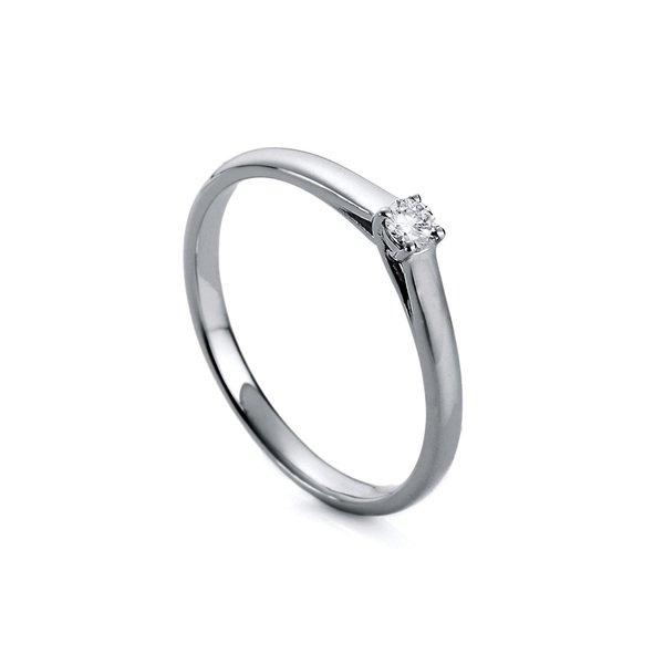 Solitär Ring 750/18k Weissgold Diamant 0.1ct. Damen Silber 54 von MUAU Schmuck