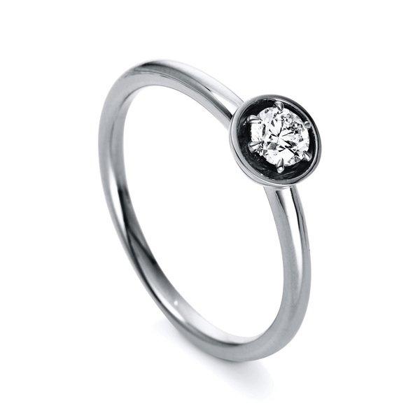 Solitär Ring 750/18k Weissgold Diamant 0.26ct. Damen Silber 55 von MUAU Schmuck