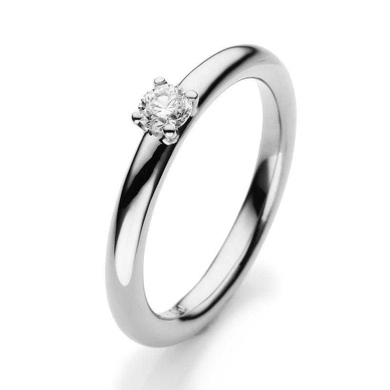 Solitär-ring 585/14k Weissgold Diamant 0.21ct. Damen Silber ONE SIZE von MUAU Schmuck