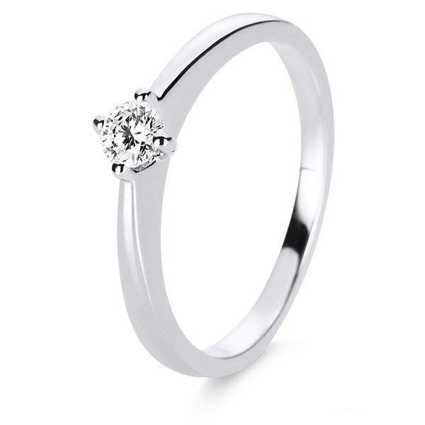 Solitär-ring 585/14k Weissgold Diamant 0.2ct. Damen Silber ONE SIZE von MUAU Schmuck