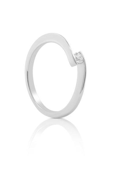 Solitaire Ring Diamant 0.10ct. Weissgold 750 Damen Silber 56 von MUAU Schmuck