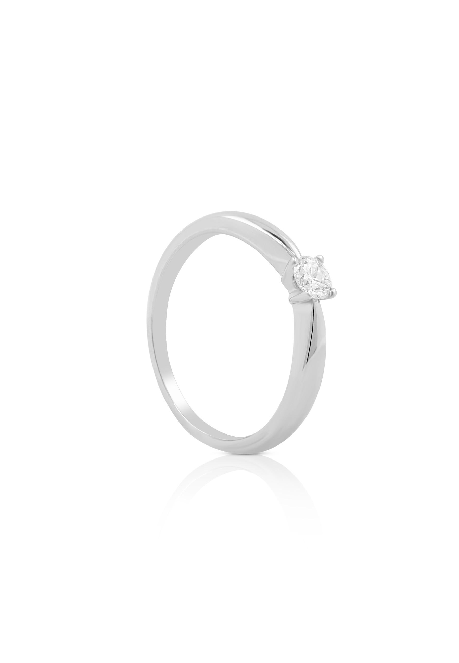 Solitaire Ring Diamant 0.20ct. Weissgold 750 Damen Silber 54 von MUAU Schmuck