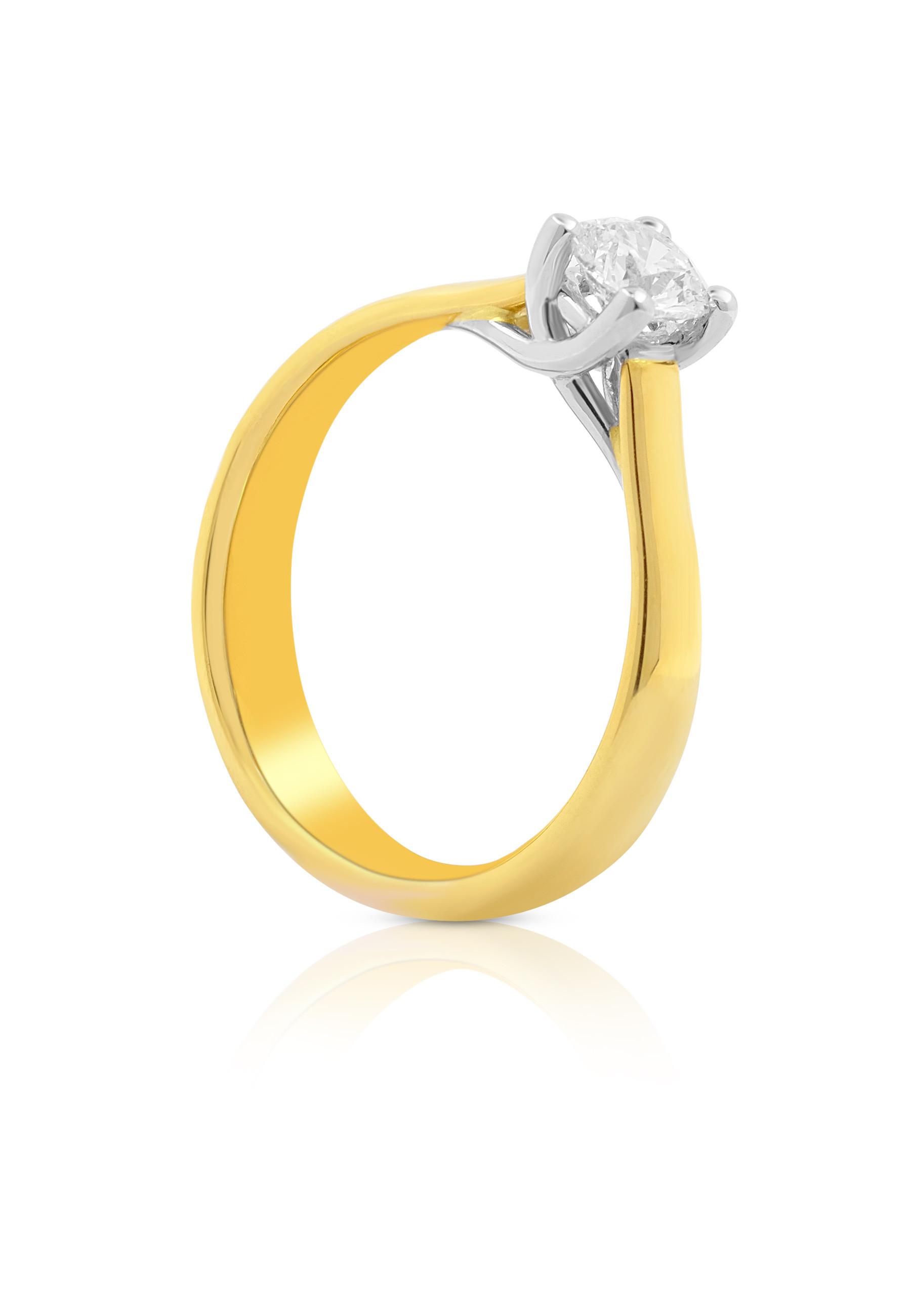 Solitaire Ring Diamant 0.25 Ct Gold 750 Damen Gold 54 von MUAU Schmuck