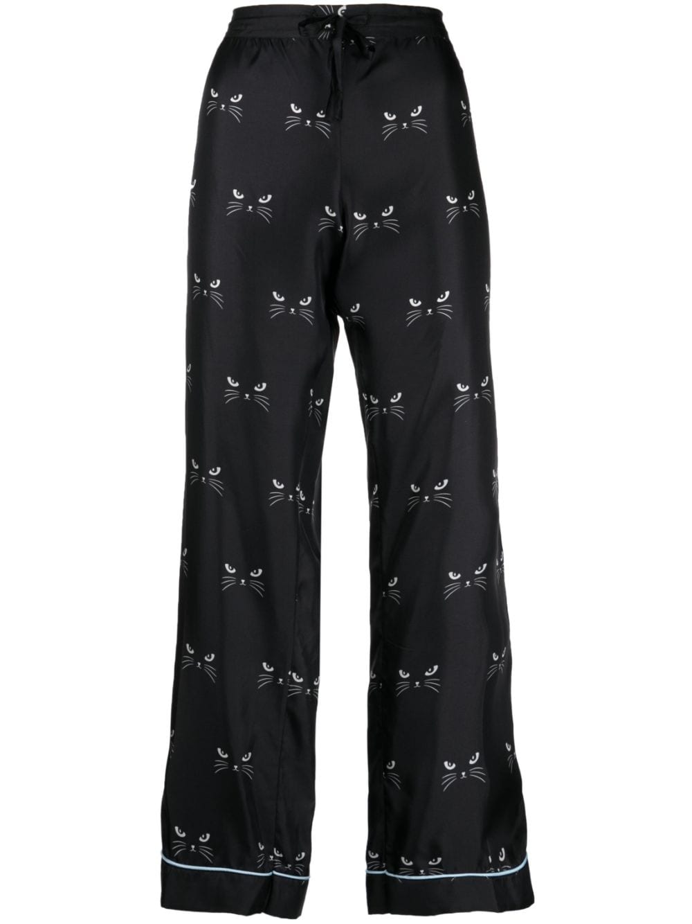 Macgraw cat-print silk-satin wide-leg trousers - Black von Macgraw