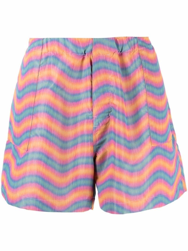 Mackintosh wave-print track shorts - Pink von Mackintosh