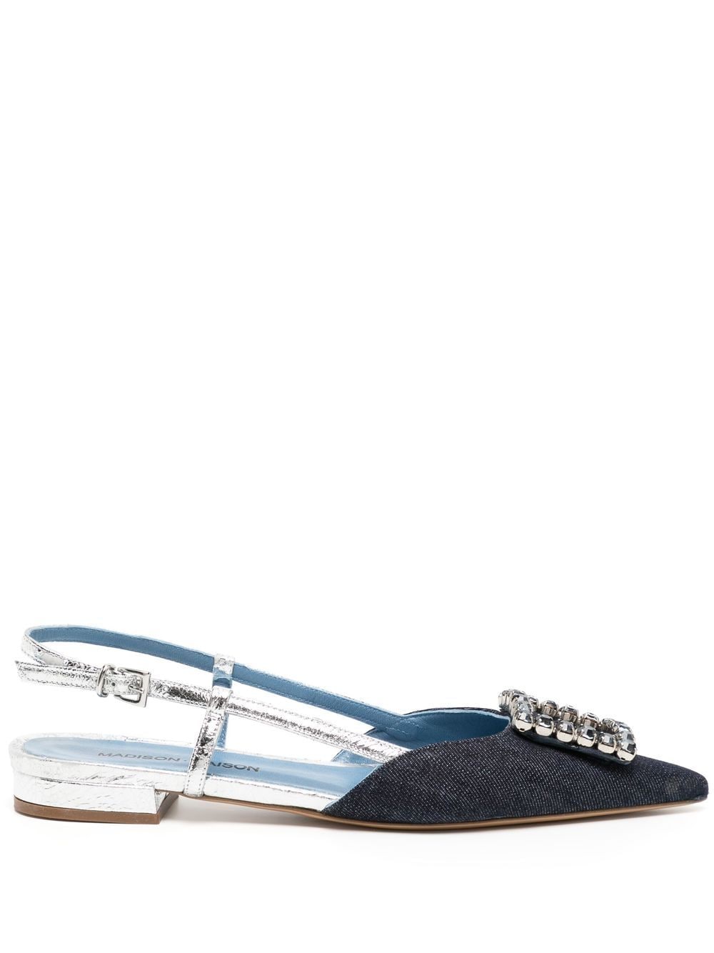 Madison.Maison flat crystal-embellishment slingback pumps - Blue von Madison.Maison