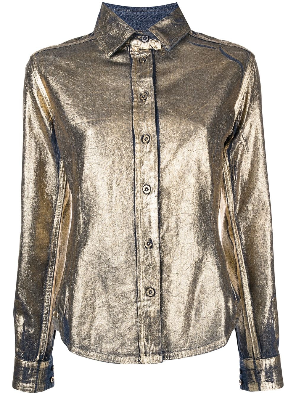 Madison.Maison laminated denim shirt - Brown von Madison.Maison