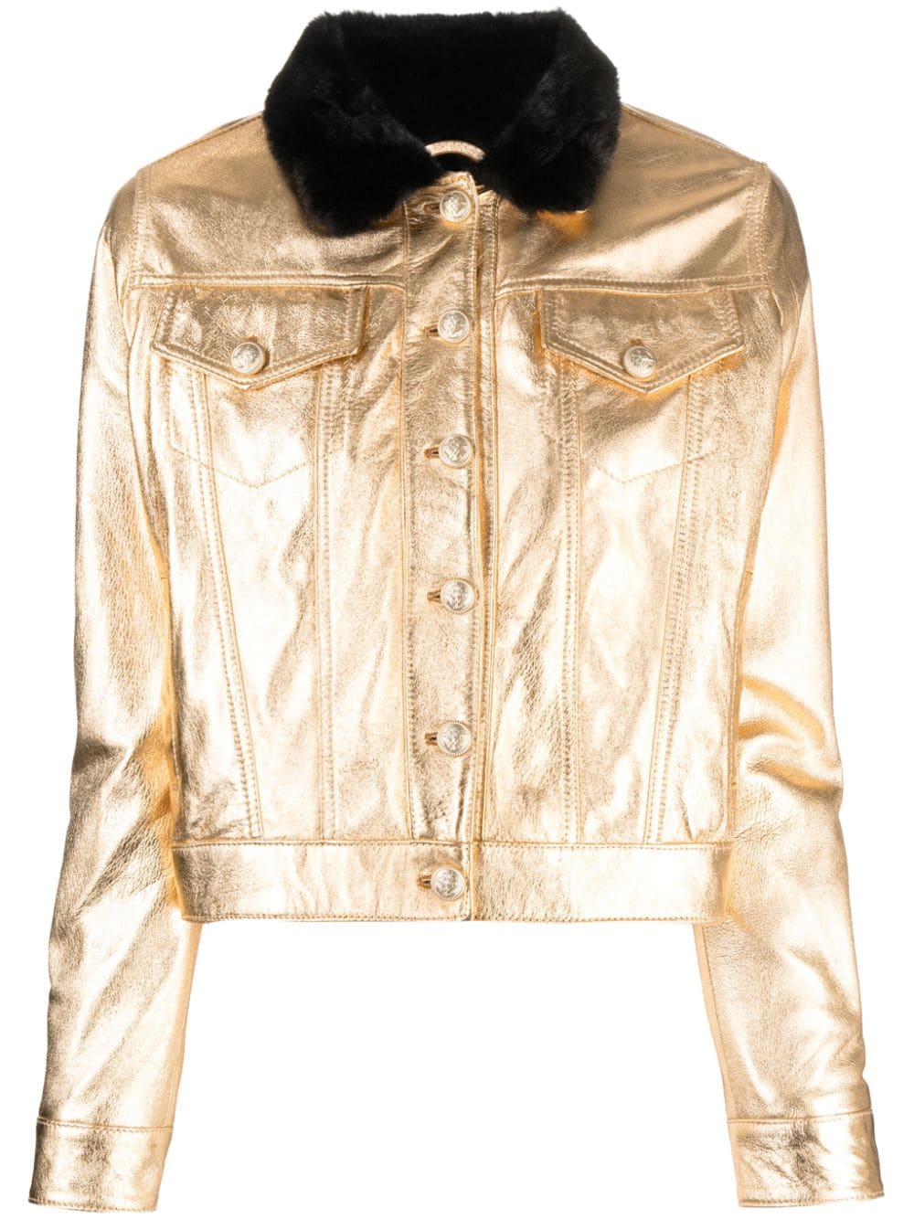 Madison.Maison metallic-finish buttoned leather jacket - Gold von Madison.Maison