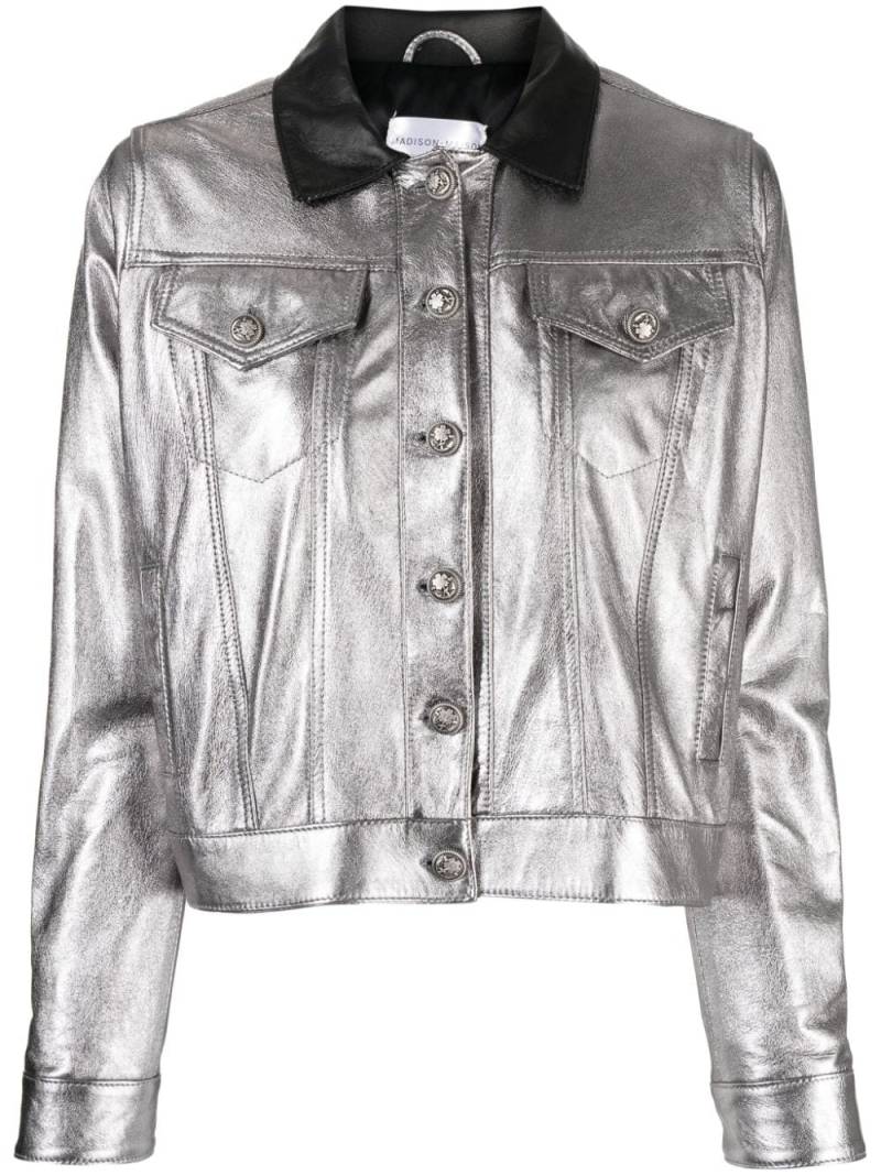 Madison.Maison metallic-finish buttoned leather jacket - Silver von Madison.Maison