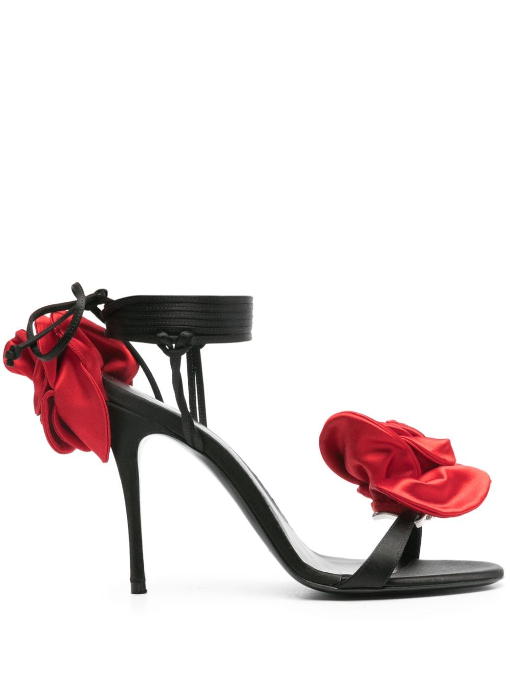 Magda Butrym 105mm floral-appliqué satin sandals - Black von Magda Butrym
