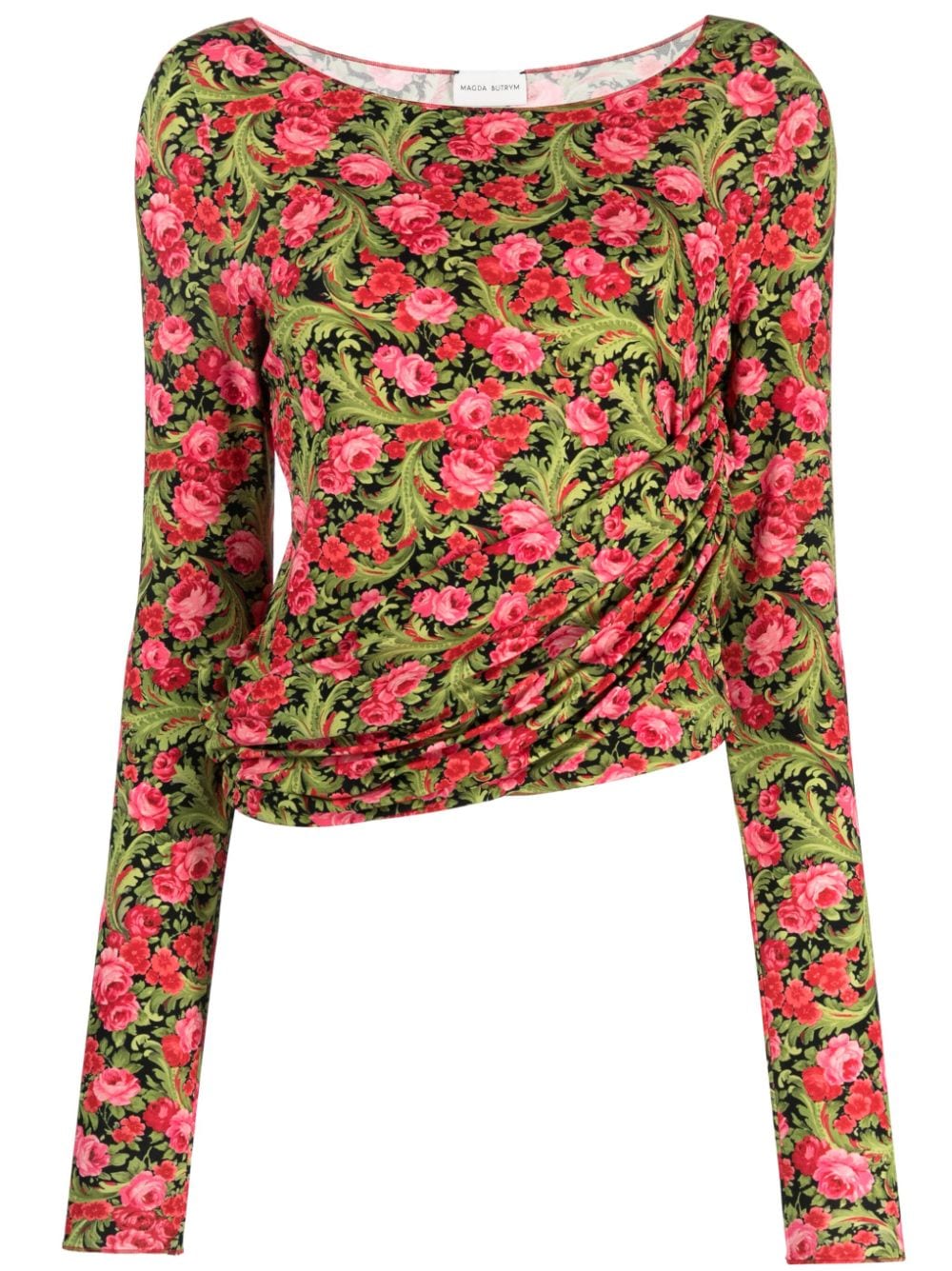 Magda Butrym rose-print long-sleeve top - Green von Magda Butrym