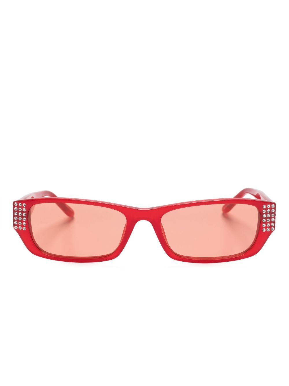 Magda Butrym crystal-embellished rectangle sunglasses - Red von Magda Butrym