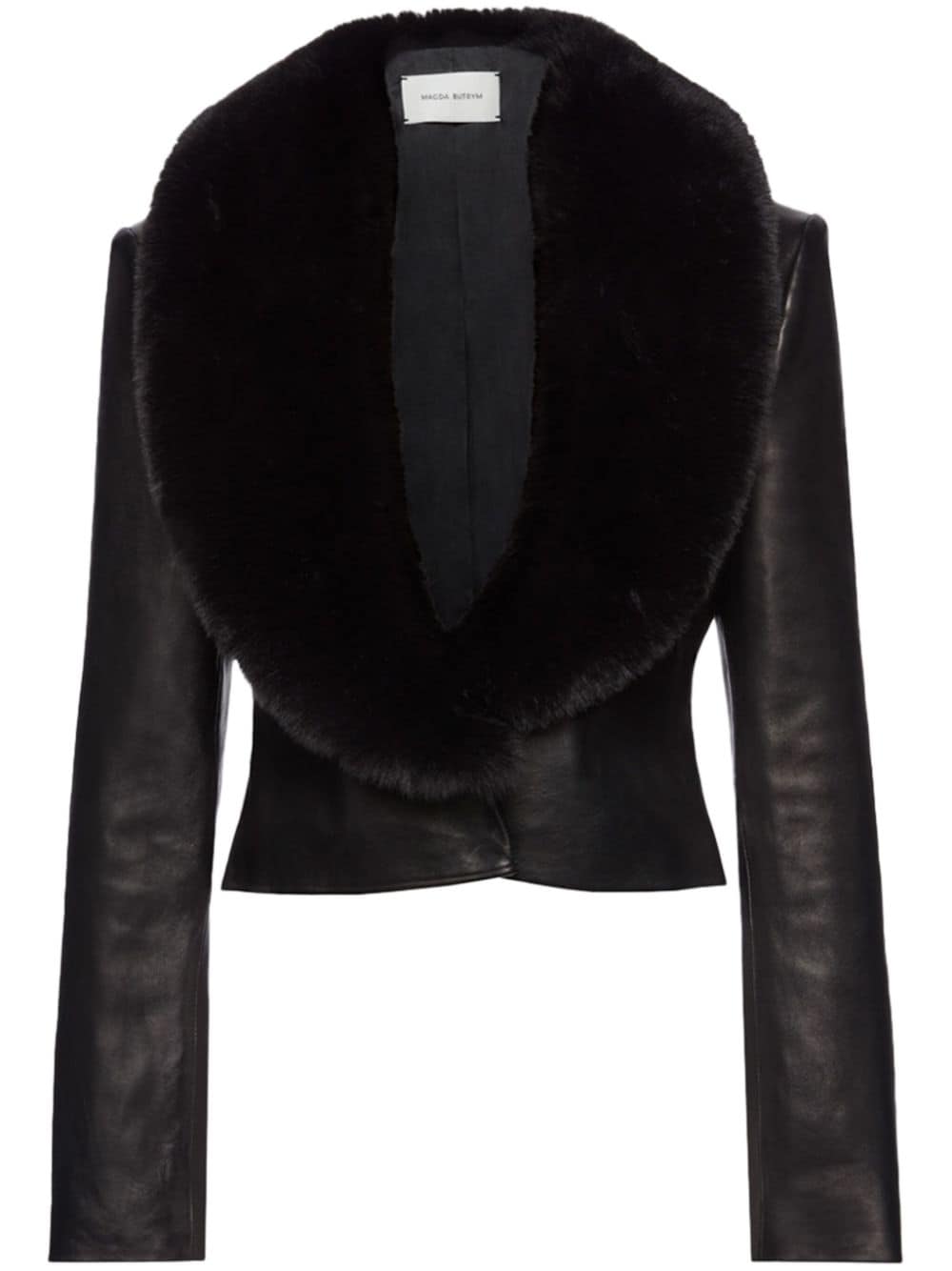 Magda Butrym faux fur-trimmed leather jacket - Black von Magda Butrym