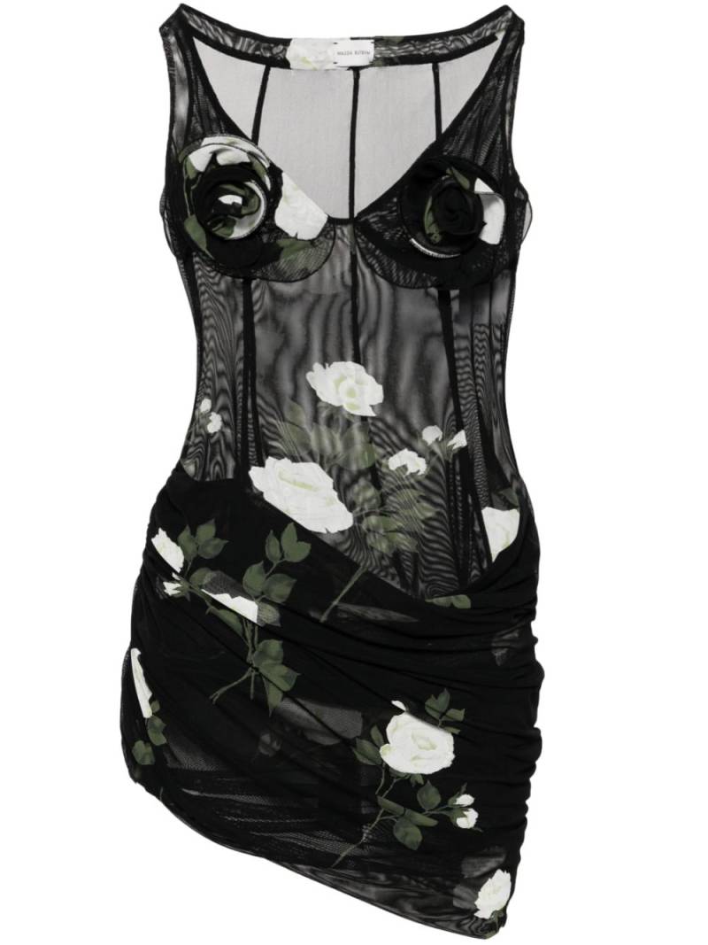 Magda Butrym floral-applique draped minidress - Black von Magda Butrym